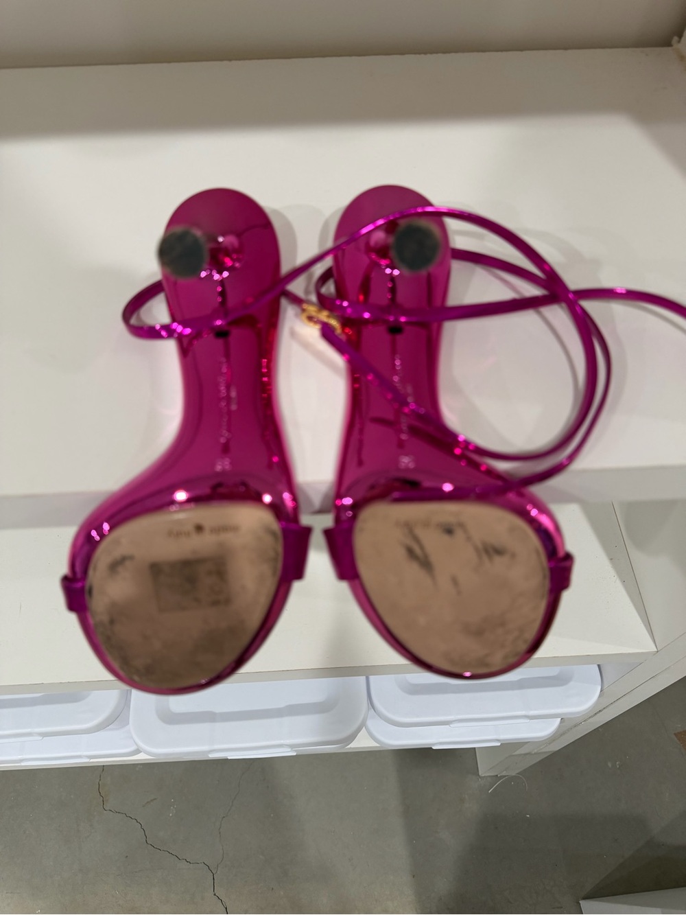 Gianvito Rossi Metallic Fuchsia Pink Strappy Heels